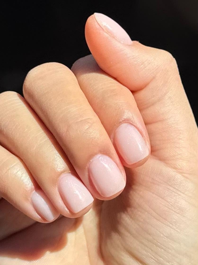 Soft nude pink gel manicure